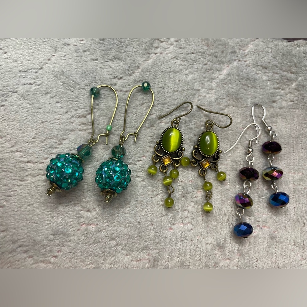 3 sets of dangle earrings fashion jewelry
